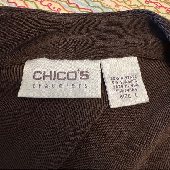 Chico's Travelers Classic Long Knit Jacket Chocolate Brown Size 1 - Picture 5 of 5